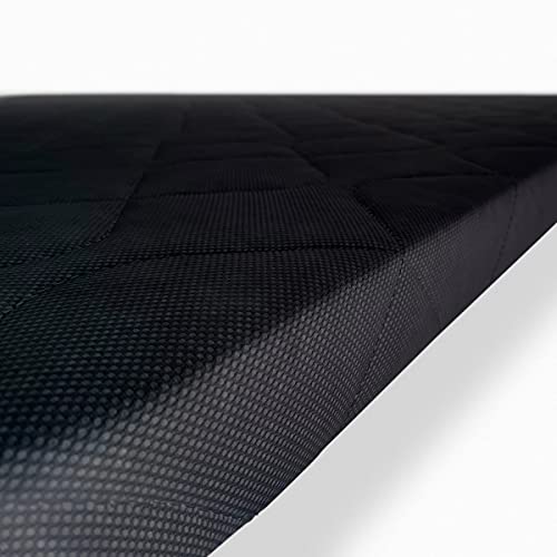 Duérmete Online TAPI2DACOLCHADANEGRA001 Base Tapizada Reforzada, Anti ruido con 5 Barras de Refuerzo, Apta para cualquier tipo de colchón, 6 Patas metálicas roscadas de 27cm, Negro, 90x190
