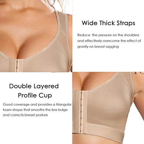 duoying El último sujetador corrector de postura femenino, soporte de espalda inalámbrico, sujetador de yoga no acolchado ropa interior femenina de cintura alta, S-XL