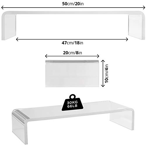 Duronic DM053 Elevador para Pantalla, Ordenador Portátil, Televisor - 50 x 20 cm- Metacrilato Blanco, Soporta hasta 30 kg