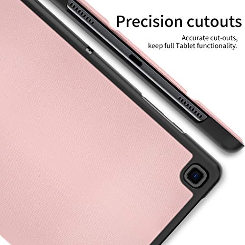 EasyAcc Funda y Protector de Pantalla Compatible con Samsung Galaxy Tab A7 10.4 2020, Case Ultra Slim Carcasa Smart Cover PU Alta Definicion Cristal Vidrio Premium para SM-T500/SM-T505 (Pink)