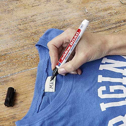 Edding 8040 marcador textil - negro - 1 rotulador para ropa - punta redonda de 1 mm - marcador para etiquetar prendas, resistente a lavados de hasta 95 °C