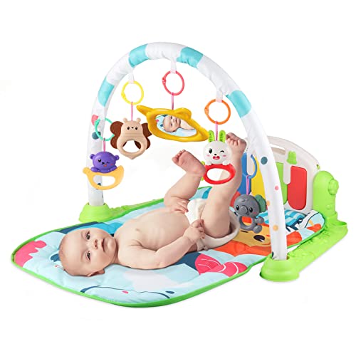Eendoos Manta de Juego para Bebé,Alfombrilla de Juego y Juego para Recién Nacidos con Música y Luces, Regalo para Bebés de 0-24 Meses que Contiene 5 Juguetes Colgantes Extraíbles