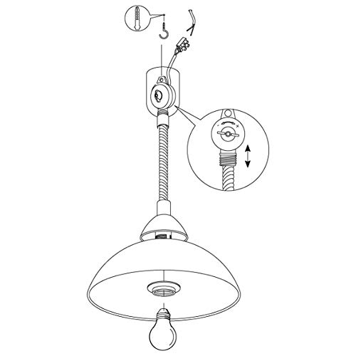 Eglo 87008 Altura Ajustable – Lámpara de techo, metal, E27, color blanco