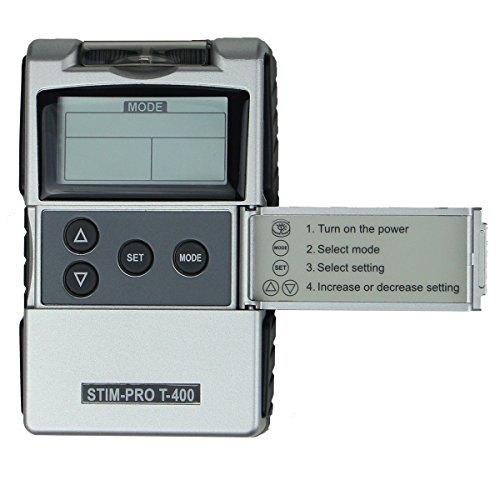 Electroestimulador TENS Stim pro T-400 axion | Aparato de corriente de estimulación de fácil uso con 17 programas de uso + 4 electrodos tens de REGALO