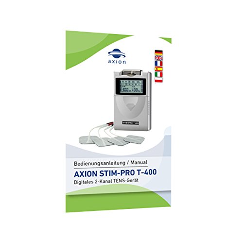 Electroestimulador TENS Stim pro T-400 axion | Aparato de corriente de estimulación de fácil uso con 17 programas de uso + 4 electrodos tens de REGALO