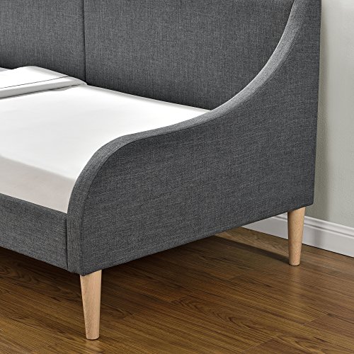[en.casa] Sofá-Cama Cama de día 200cm x 90cm Tela Gris con Patas de plástico imitación Madera