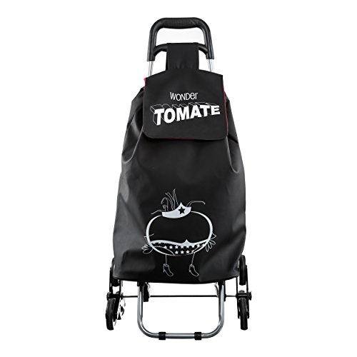 ENTRE TEMPS SH1523 - Carrito de la Compra para Caminar Shopping Ludik, Impermeable, 6 Ruedas, PVC, Negro, 40,5 x 37 x 93,2 cm