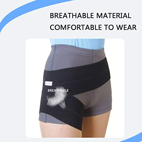 Enwebalay Soporte para Ingle del Muslo, 3 Puntos Fijos Faja Lumbar Ortopedica, FáCil De Usar Braguero Hernia Inguinal Ligero para La RecuperacióN Postoperatoria,Negro