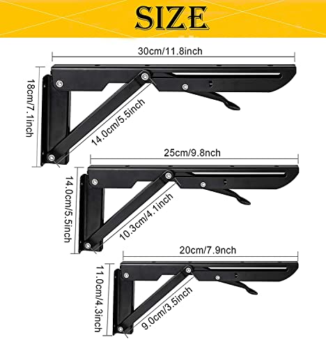 Escuadra Plegable Mesa de Pared,Escuadra Abatible para Mesa, soporte de bricolaje, para mesa de trabajo, banco de ahorro de espacio, paquete de 2 ，200CM
