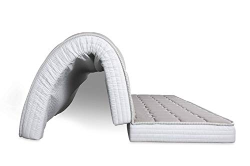 EVERGREENWEB - Colchón H 10 cm para sofá Cama, con Pliegue en el Asiento, Funda Plegable de Poliuretano ortopédico Blanco hipoalergénico, Cordones de fijación para sofá Cama