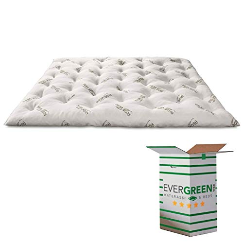 EvergreenWeb - Mejor Topper Colchón Alto 8 cm en Espuma Viscoelástica y Recubrimiento de Aloe Vera - Rígido, Protector de Colchón Efecto Pluma - Futón Suave Ortopédico (Topper, 180 x 200 cm)