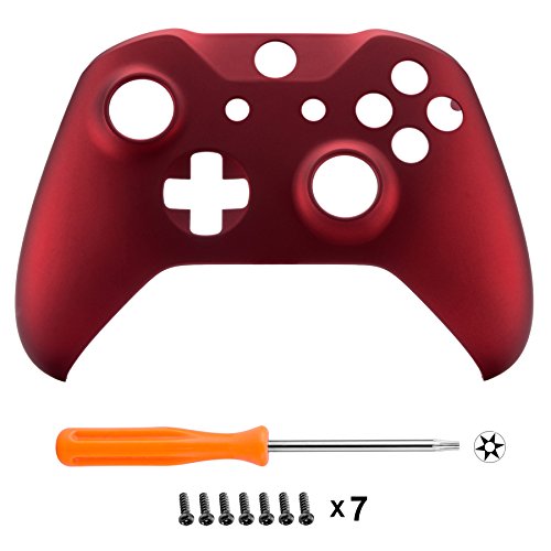 eXtremeRate Carcasa para Mando Xbox One S/X Accesorios Protectora Suave al Tacto Placa Frontal Funda Delantera Kit de reemplazo Cubierta Shell para Mando Controlador de Xbox One S/X(Model 1708) Rojo