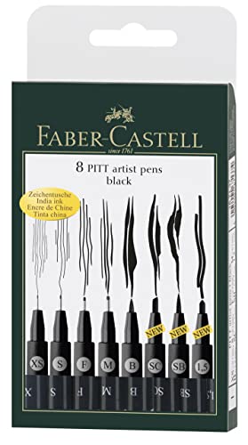 Faber-Castell 167137 - Pack de 8 rotuladores Pitt Artist Pens Black, color negro