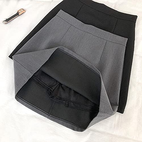 Falda Mujer Verano Coreano Imperio Dulce Sólido Mini Falda De Mujer Oficina Señora Linda por Encima De La Rodilla Una Línea De Cintura Alta Faldas Kawaii S Gris