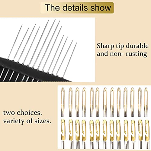 fanshiontide 54 Piezas Kit de Agujas de Coser a Mano Agujas de Enhebrado Automático Agujas de Doble Agujero Agujas Fáciles de Enhebrar Agujas de Tejer para DIY Labores de Agujas Accesorios