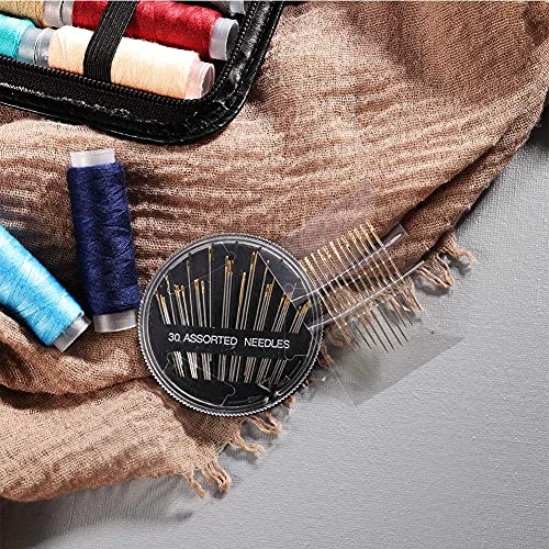 fanshiontide 54 Piezas Kit de Agujas de Coser a Mano Agujas de Enhebrado Automático Agujas de Doble Agujero Agujas Fáciles de Enhebrar Agujas de Tejer para DIY Labores de Agujas Accesorios