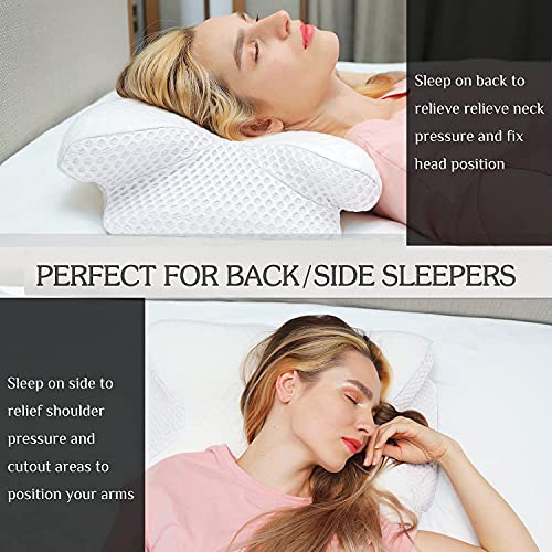 Feagar Almohada Cervical para Dormir，Alomohada para Dormir de Lado,Cojines para Cama, Almohada Ortopédica para Problemas Cervicales, Alivio Moletias del Cuello (Blanco)