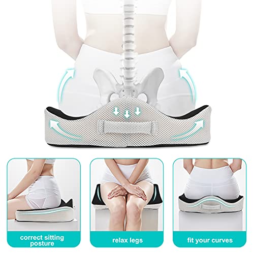 Feagar Cojín Coxis Grande para Silla Oficina, Cojín Ergonómico y Ortopédico de Dimensión Grande para Silla de Ruedas, Gaming, Coche, Alivia Presión y Dolor de Ciática y Espalda (Grande)