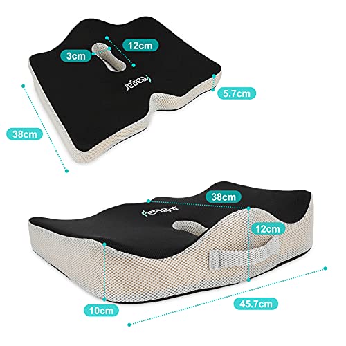 Feagar Cojín Coxis Grande para Silla Oficina, Cojín Ergonómico y Ortopédico de Dimensión Grande para Silla de Ruedas, Gaming, Coche, Alivia Presión y Dolor de Ciática y Espalda (Grande)