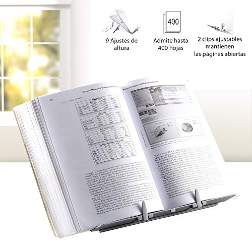 Fellowes - Atril para libros, hasta 400 hojas, color plateado