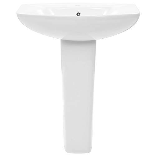 Festnight Lavabo de pie Lavabo con Pedestal en Cerámica Blanco 65x52x20 cm