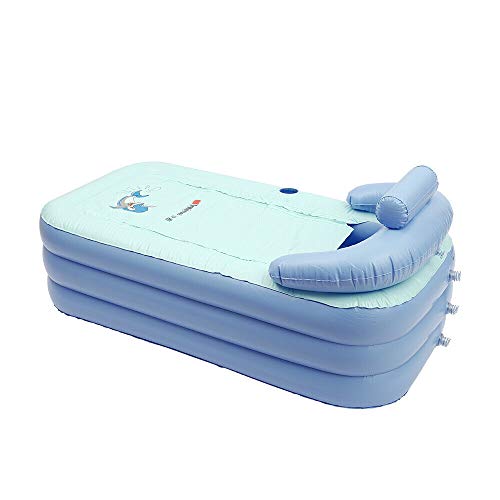Fetcoi Bañera hinchable plegable para adultos con cojín cervical (azul cielo)