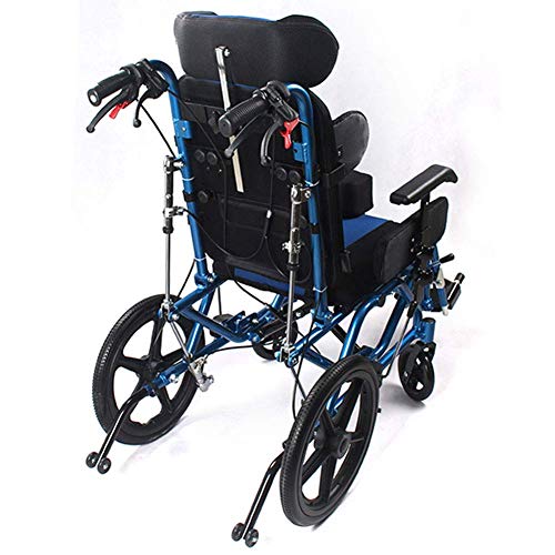 FGVDJ Cojín Silla de Ruedas de aleación de Aluminio Totalmente acostada para niños/Adultos ， Stroke Hemiplejía Discapacitados Parálisis Cerebral Sillas de Ruedas manuale