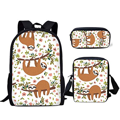 fhdc Mochila Dibujos Animados Perezoso Imprimir 3Pcs Mochilas Escolares Animal Lindo Personalizar Mochilas Ortopédicas para Niñas Adolescentes Mochilas Grandes   Hxa02Cek