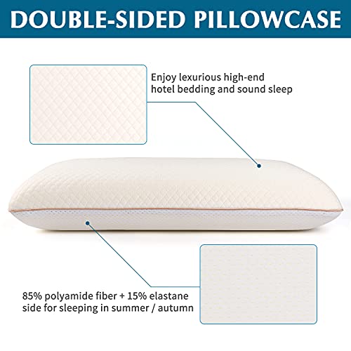 Findigit Almohada de Espuma Viscoelástica, Almohada Ortopédica de Soporte de Cuello de Doble Cara, Funda de Almohada de Dos Lados Diferentes para Uso Durante Todo el Año