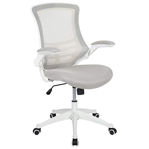 Flash Furniture Silla de Oficina, gomaespuma, Malla Gris Claro/Marco Blanco, 64.77 x 62.23 x 104.78 cm