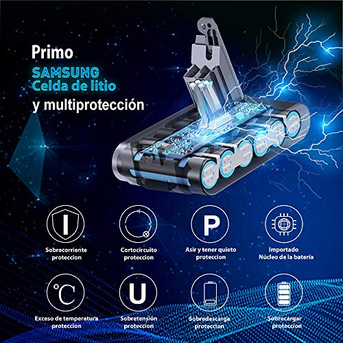 FLYLINKTECH 3500mAh Dyson V6 21.6v Batería de Repuesto de ión de Litio para Dyson DC58 DC59 DC61 DC62 DC72 DC74 V6 SV03 SV05 SV06 SV07 SV09 Animal, con 1 filtros