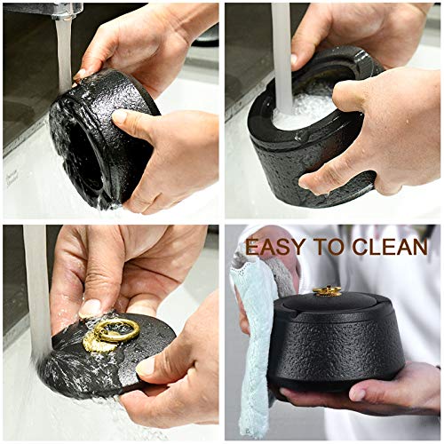 FOWAWU Cenicero de cerámica con Tapas, Gran capacidad Cigarrillos a Prueba de Viento para Uso en Interiores o Exteriores Cenicero para Fumadores, Escritorio para Fumar, decoración de Oficina en casa