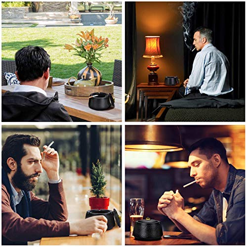 FOWAWU Cenicero de cerámica con Tapas, Gran capacidad Cigarrillos a Prueba de Viento para Uso en Interiores o Exteriores Cenicero para Fumadores, Escritorio para Fumar, decoración de Oficina en casa