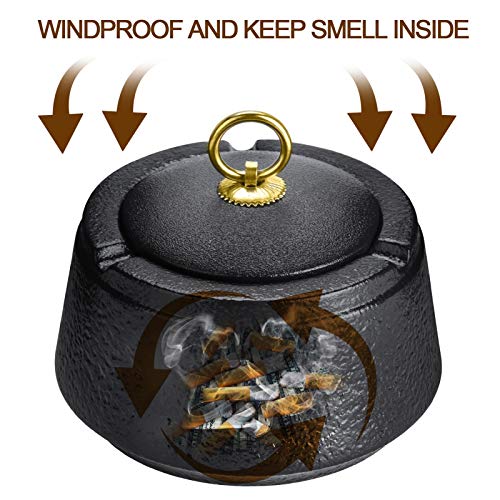 FOWAWU Cenicero de cerámica con Tapas, Gran capacidad Cigarrillos a Prueba de Viento para Uso en Interiores o Exteriores Cenicero para Fumadores, Escritorio para Fumar, decoración de Oficina en casa