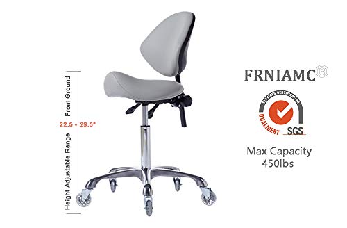 FRNIAMC Sillín hidráulico ajustable, resistente (450 libras) silla taburete para salón de belleza, masaje de clínica dental, uso en la oficina en el hogar (gris)