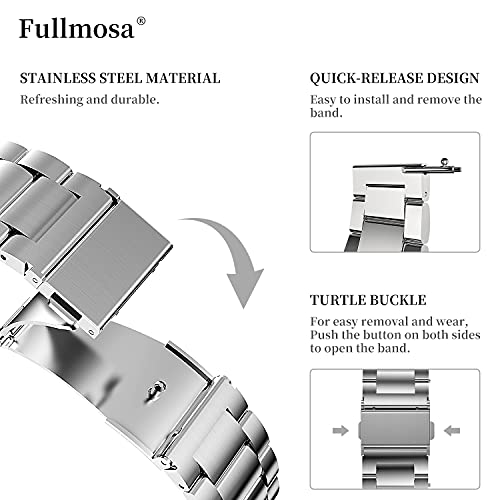 Fullmosa 4 Colores para Correa Metálica de Reloj de Liberación Rápida, Pulsera Reloj de Acero Inoxidable, Plata 20mm