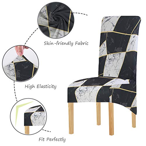 Fundas elásticas de licra XL para sillas de comedor, con rayas geométricas elásticas, extraíbles, lavables, cortas, para cocina, bar, hotel y bodas (Multi8, juego de 2)
