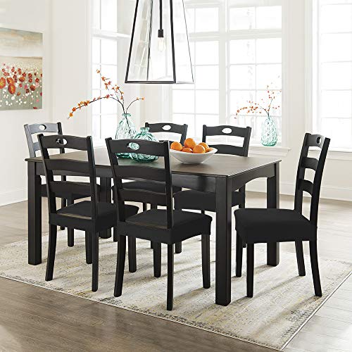 Fundas para sillas Pack de 6 Fundas sillas Comedor Fundas elásticas, Fundas de Asiento para Silla,Diseño Jacquard Cubiertas de la sillas,Extraíbles y Lavables-Decor Restaurante (Paquete de 6,Negro) -B