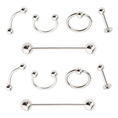 Gazechimp 10x Barra Curva Barbell de Acero Inoxidable para Ceja Labio Orejas
