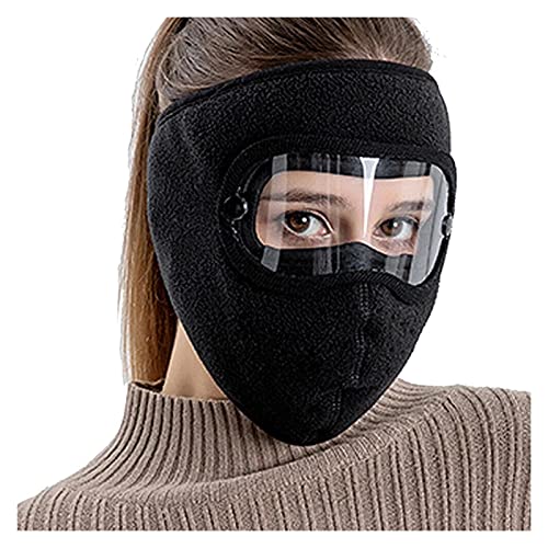 GDYJP Máscara de Cara antidusto a Prueba de Viento, máscaras de Ciclismo Pelón Transpirable Fleece Shield High Definición Anti Fog Goggles Hood Cubierta de Cabeza (Color : Black, Tamaño : One Size)