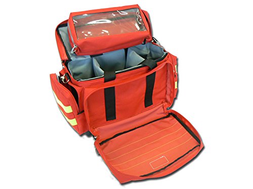 GIMA ref 27150 Bolsa"Smart" para emergencias sanitarias, poliéster, 45 x 28 x 28cm, talla pequeña, roja, maleta primeros auxilios con compartimientos internos y externos, resistente al agua