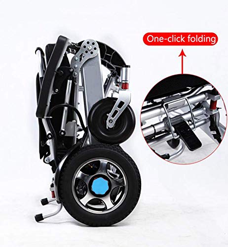 GJJSZ Silla de Ruedas eléctrica, Coche Auxiliar Externo para discapacitados Plegable Doble timón Smart Compacto portátil Ligero Scooter Ligero Puede Conducir 15 km