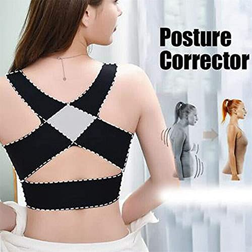 Gokame Sujetador corrector de postura 2 en 1 cifosis, sujetador sin costuras para espalda, Negro, X-Large