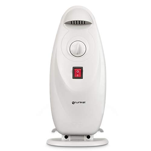 Grunkel - Radiador de Aceite con Niveles de Calor Regulables con termostato. Elementos de Aceite con Forma Eficiente para Ahorro energético. Protección contra sobrecalentamiento. (7 Elementos - 800W)