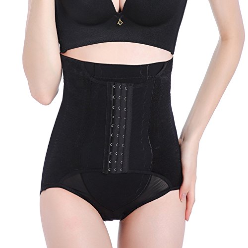 GUOCU 2 en 1 Fajas Postparto Soporte Transpirable Elástico Vientre Recuperación Vientre/Cintura/Pelvis Cinturón Shapewear Braga para Mujer Negro M