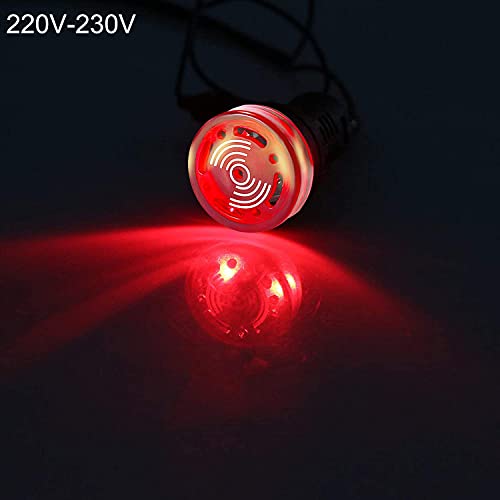 GUUZI 6 Piezas AC DC 220V 22mm LED Lámpara de Luz Indicadora de Señal de Alarma de Flash con Zumbador (Rojo/Amarillo/Verde, Cada Uno para 2 Piezas)