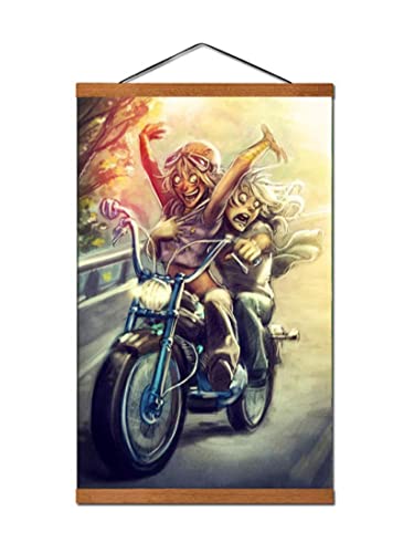 Hatytoyu Carteles artísticos en Lienzo de Motociclista Feliz día jorobado y Cuadro artístico de Pared Impreso decoración de Dormitorio Familiar Moderno póster-Marco de 40x60CM