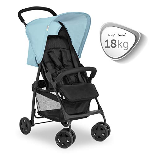Hauck 171523 - Sport Silla de Paseo Ultra Ligera de 5.9Kg, Sistema de Arnés de 5 Puntos, Respaldo Reclinable, Plegable, para Bebes de 6 Meses a 15 Kg, Azul Claro, 30 Mililitros