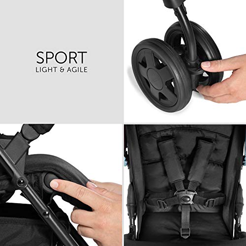Hauck 171523 - Sport Silla de Paseo Ultra Ligera de 5.9Kg, Sistema de Arnés de 5 Puntos, Respaldo Reclinable, Plegable, para Bebes de 6 Meses a 15 Kg, Azul Claro, 30 Mililitros