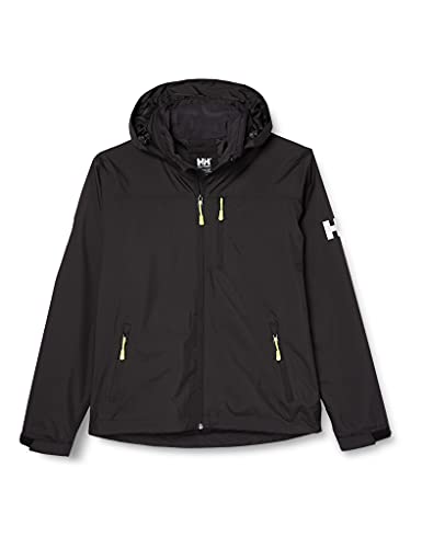 Helly Hansen Crew Hooded Midlayer - Chaqueta Impermeable, Cortavientos y Transpirable, con Forro Polar y Capucha Integrados, Hombre, Negro (990 Black), S